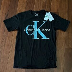 New Calvin Klein Black Short Sleeve Tee with Bold CK Logo